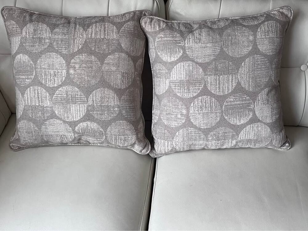 Grey Textured Circular Pattern Throw Pillows (Pair)